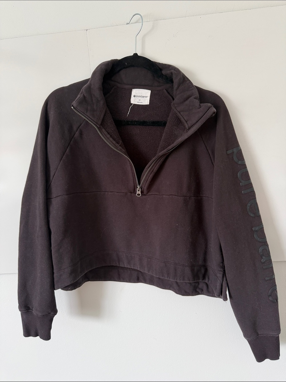 Pure Barre Black Cropped Half-Zip Pullover